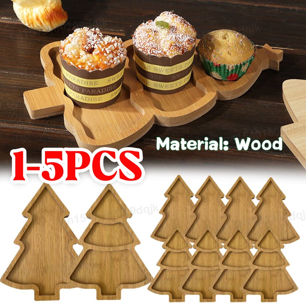 Food Snacks Restaurant - Wooden Christmas Tree Plate Tray Charcuterie