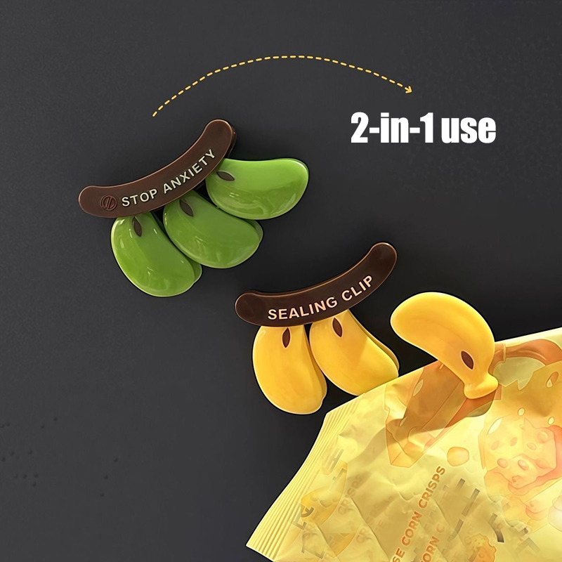 Food Snacks For 1 Year Old - Banana Shaped Fridge Magnets Bag Clip,2-in-1