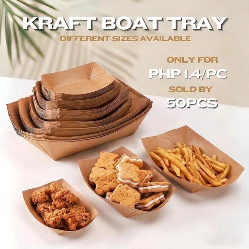 Food Snacks Restaurant - Disposable Kraft Paper Hotdog Boat Trays